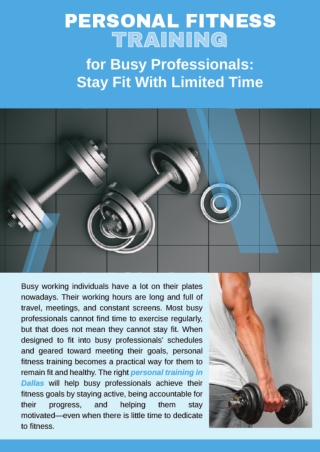 Personal Fitness Training for Busy Professionals: Stay Fit With Limited Time