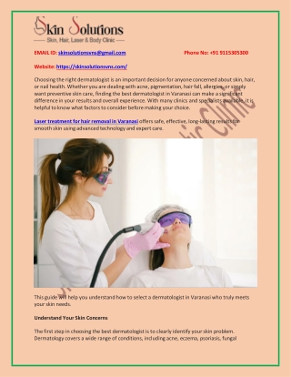 How to Choose the Best Dermatologist in Varanasi for Your Skin Needs