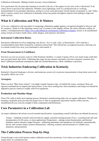 Calibration in Kentucky: Ensuring Accuracy Across Industries