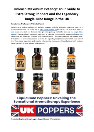 Your Guide to Extra Strong Poppers and the Legendary Jungle Juice Range in the U