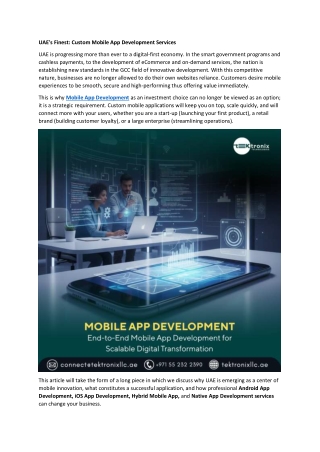 UAE's Finest - Custom Mobile App Development Services