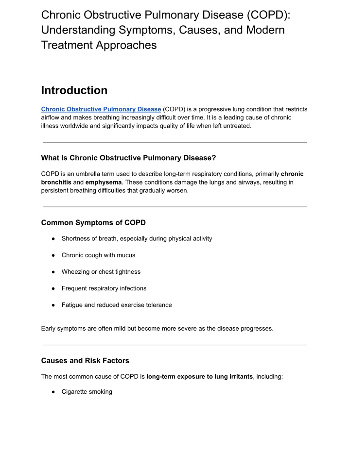 PPT - Chronic Obstructive Pulmonary Disease (COPD): Understanding ...