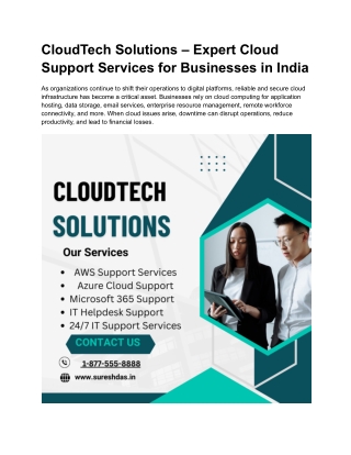CloudTech Solutions – Expert Cloud Support Services India