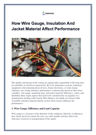 How Wire Gauge, Insulation And Jacket Material Affect Performance