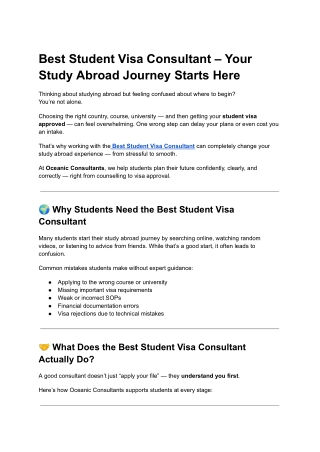 Best Student Visa Consultant – Your Study Abroad Journey Starts Here