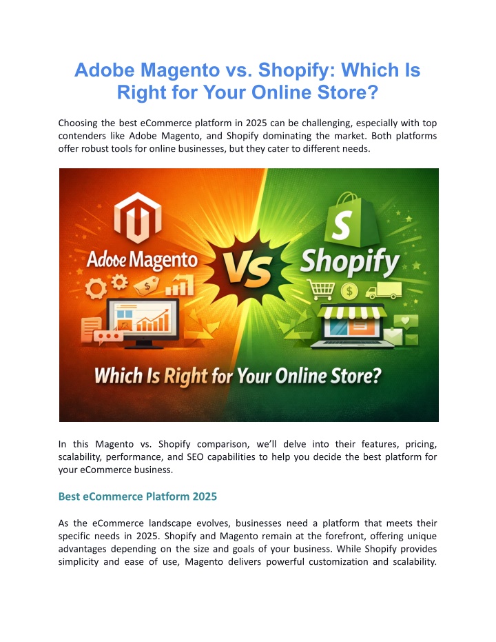 PPT - Adobe Magento vs. Shopify: Which Is Right for Your Online Store ...