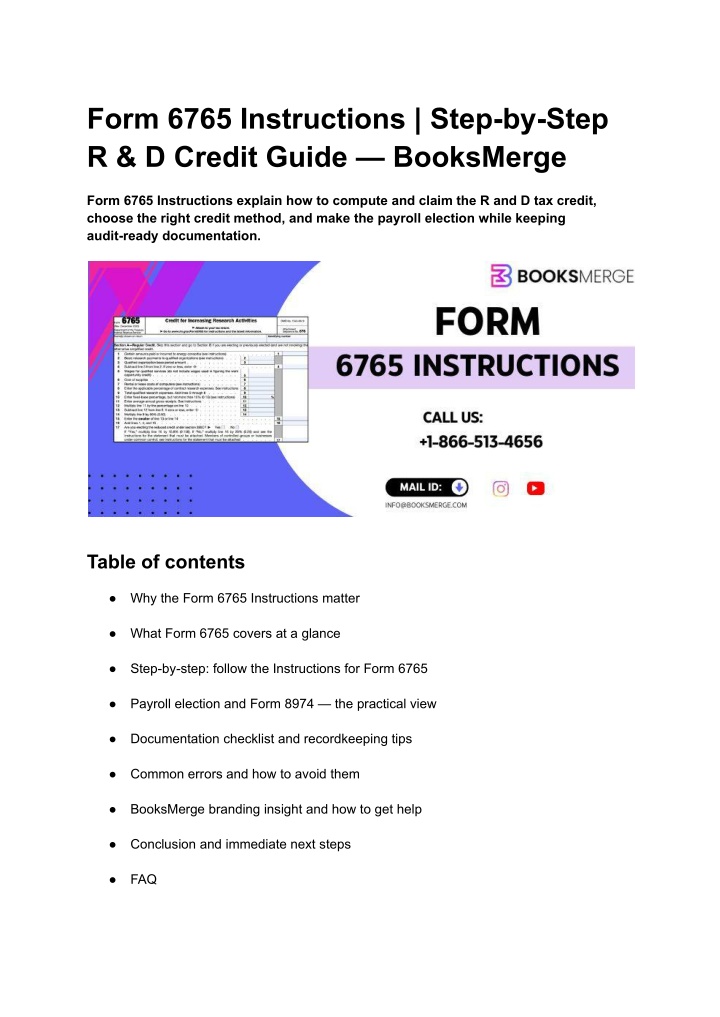 PPT - Form 6765 Instructions _ Step-by-Step R & D Credit Guide ...