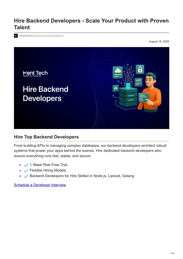 PPT - ment.tech-Hire Backend Developers - Scale Your Product with ...