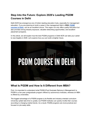 Step Into the Future_ Explore 2026’s Leading PGDM Courses in Delhi