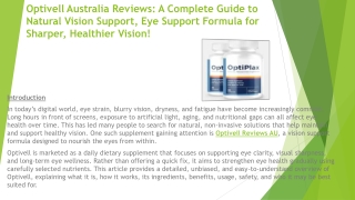 Optivell Australia Reviews: A Complete Guide to Natural Vision Support!
