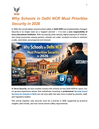 Why Delhi NCR School Periorties SEcurity services