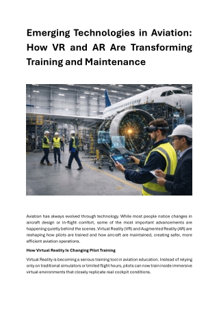 Emerging Technologies in Aviation How VR and AR Are Transforming Training and Maintenance