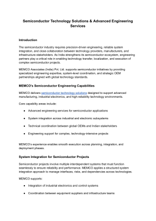 Semiconductor Technology Solutions & Advanced Engineering Services