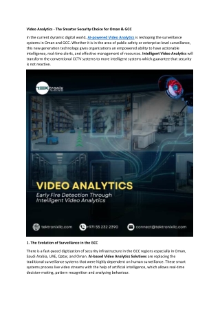 Video Analytics - The Smarter Security Choice for Oman & GCC