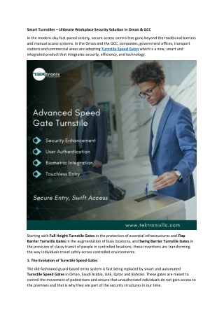 Smart Turnstiles – Ultimate Workplace Security Solution in Oman & GCC