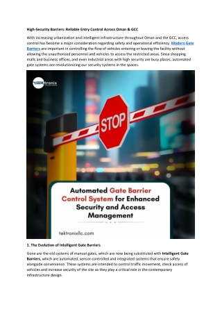 High-Security Barriers - Reliable Entry Control Across Oman & GCC
