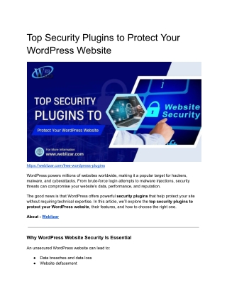 Top Security Plugins to Protect Your WordPress Website