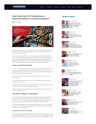 how does earth pit testing ensure electrical safety in industrial systems