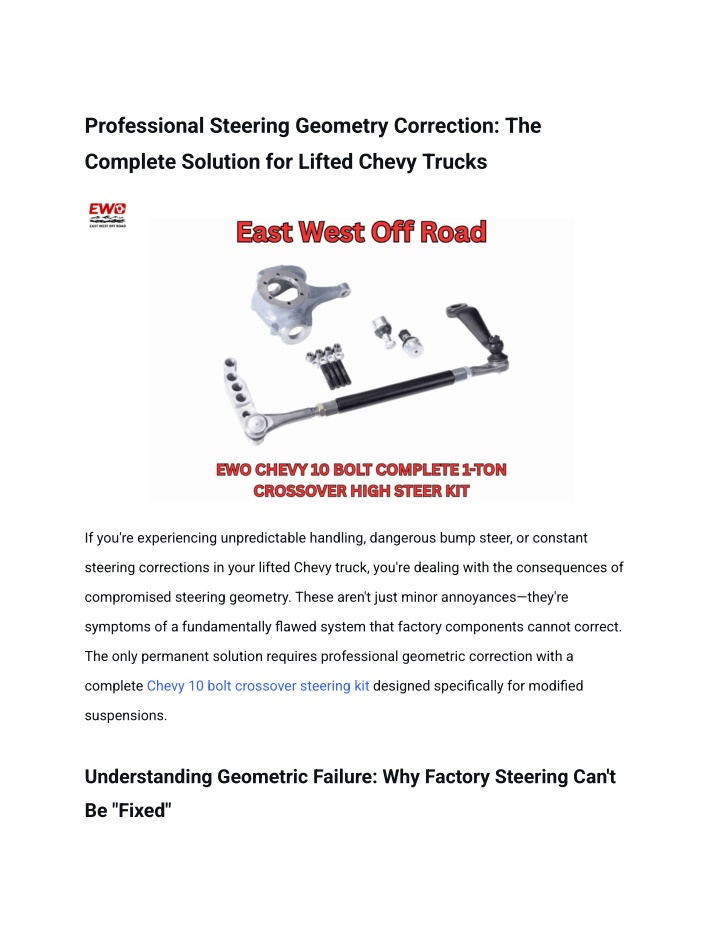 PPT - Professional Steering Geometry Correction | Complete Dana 44 ...
