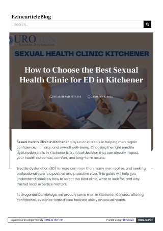 How to Choose the Best Sexual Health Clinic for ED in Kitchener
