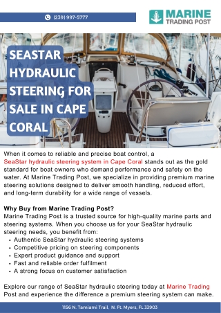 SeaStar Hydraulic Steering for Sale in Cape Coral
