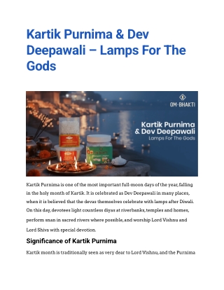 Kartik Purnima & Dev Deepawali – Significance, Rituals and Home Celebration with