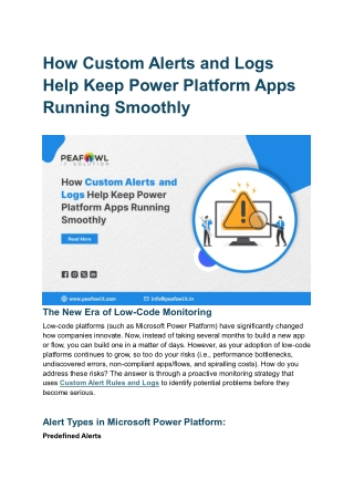 How Custom Alerts and Logs Help Keep Power Platform Apps Running Smoothly
