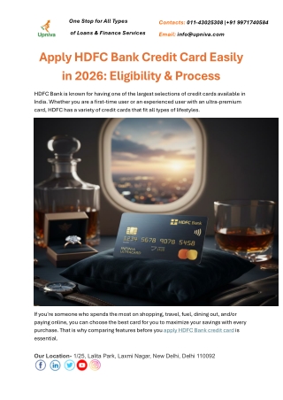 Apply HDFC Bank Credit Card Easily in 2026: Eligibility & Process