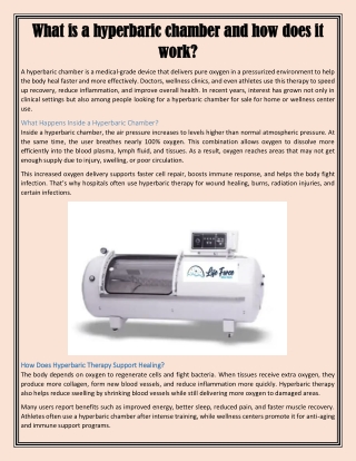 What is a hyperbaric chamber and how does it work