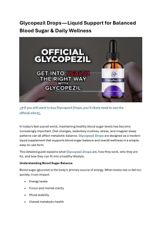 Glycopezil Drops – Natural Blood Sugar Support Formula