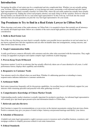 Top-notches to Try To Find in a Real Estate Lawyer in Clifton Park
