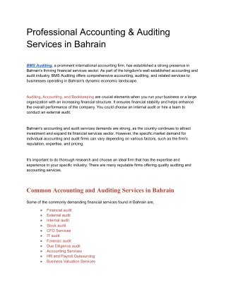 Expert Accounting, Auditing & Assurance Services in Bahrain