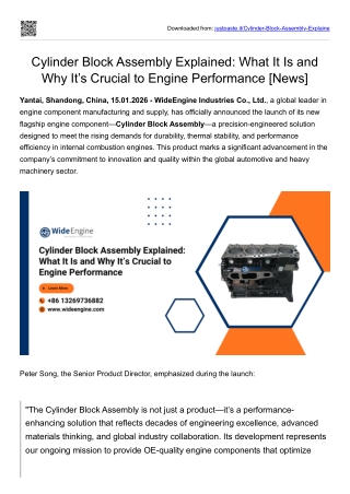 Cylinder Block Assembly Explained What It Is and Why It’s Crucial to Engine Performance