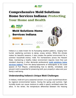 Comprehensive Mold Solutions Home Services Indiana: Protecting Your Home and Hea