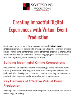Professional Virtual Event Production | Sight & Sound