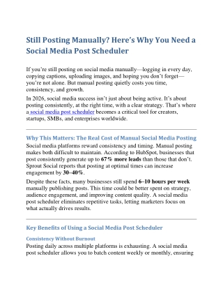 Still Posting Manually- Here’s Why You Need a Social Media Post Scheduler