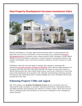 How Property Development Increases Investment Value