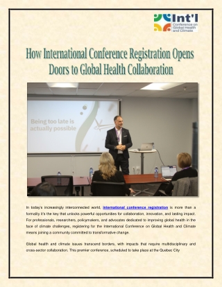 How International Conference Registration Opens Doors to Global Health Collaboration