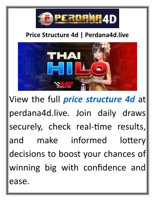 Price Structure 4d Perdana4d.live