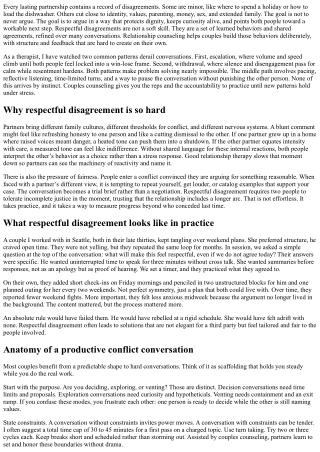 Relationship Counseling for Respectful Disagreements