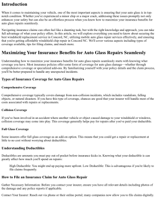 Maximizing Your Insurance Benefits for Auto Glass Repairs Seamlessly