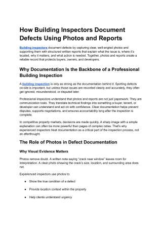 How Building Inspectors Document Defects Using Photos and Reports
