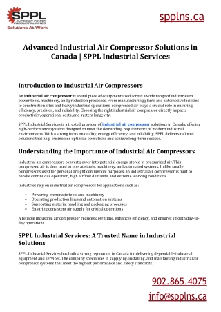 Advanced Industrial Air Compressor Solutions in Canada