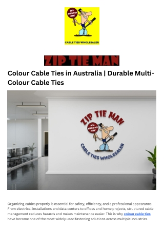 Colour Cable Ties in Australia | Durable Multi-Colour Cable Ties