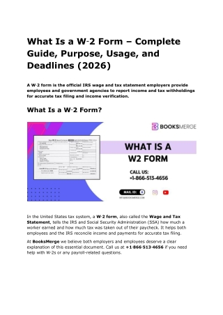 What Is a W‑2 Form – Complete Guide, Purpose, Usage, and Deadlines (2026)