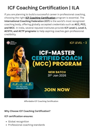 ICF Coaching Certification  ILA