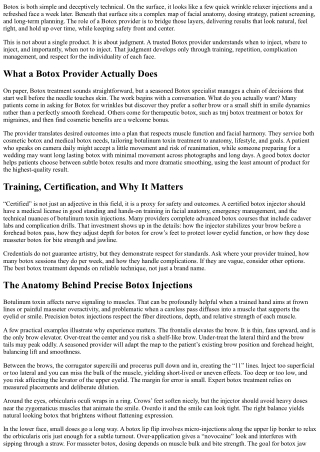 The Role of a Botox Provider: Expertise and Care
