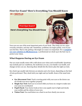 First Eye Exam? Here’s Everything You Should Know | by OM Visionplus