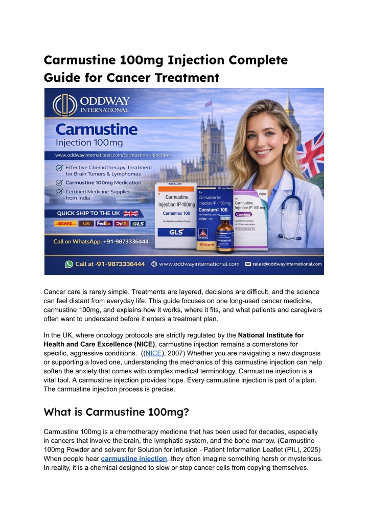PPT - Carmustine 100mg Injection Complete Guide for Cancer Treatment ...