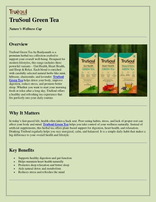 TruSoul Green Tea – Nature’s Wellness Cup for a Healthier Lifestyle
